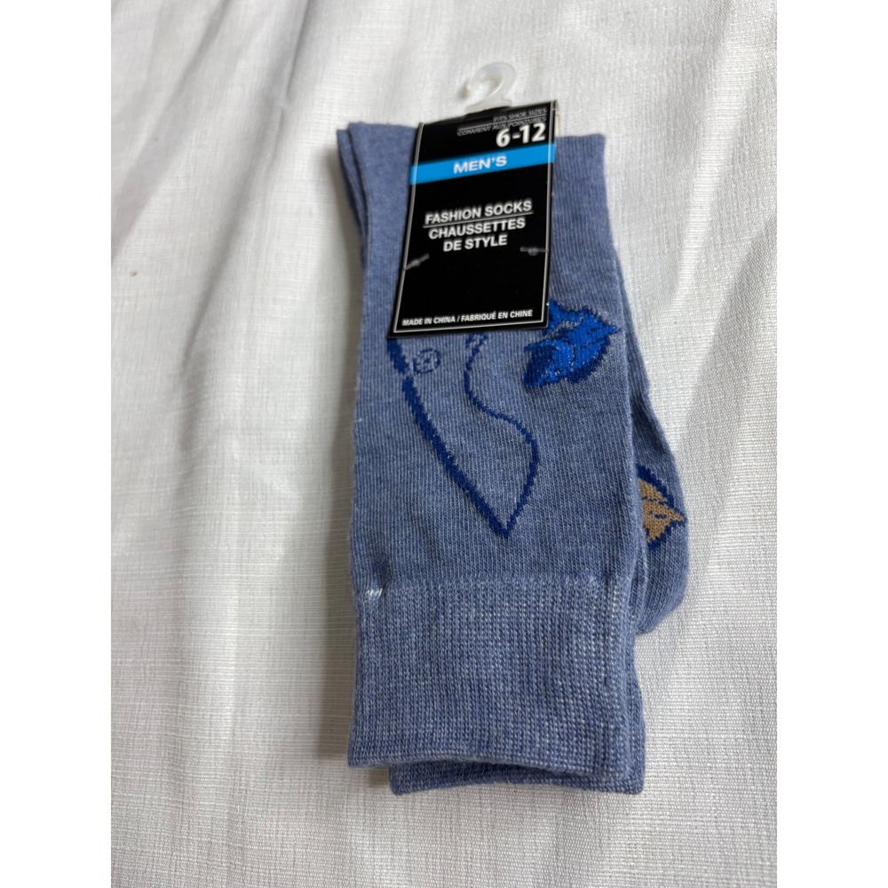 Greenbrier International Mens Fishing Theme Fashion Socks Blue 6-12 NWT